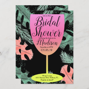 Ombre Wine Glass Tropical Brautparty Einladung