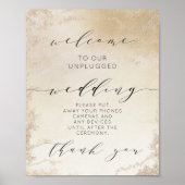 Ombre Yellow Gold Unplugged Wedding Table Sign Poster (Vorne)