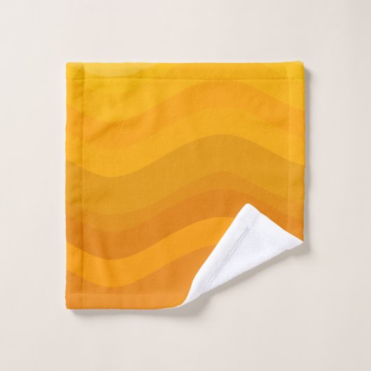 Ombre Yellow Gradient Wavy Lines Geometric Artwork Badhandtuch Set (Waschlappen)