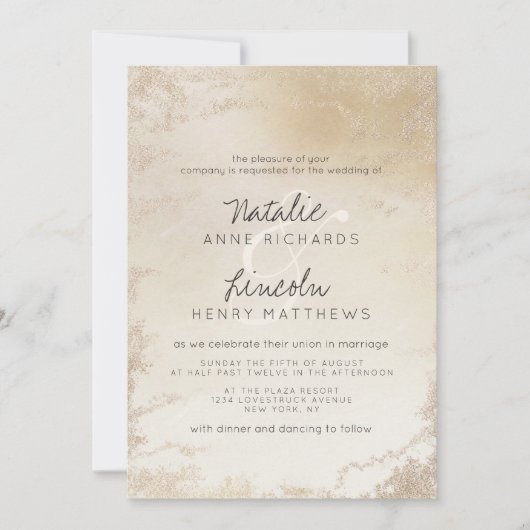 Ombre Yellow Mattiert Foil Watercolor Wedding Einladung (Vorderseite)