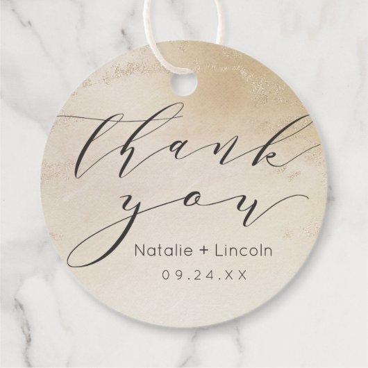 Ombre Yellow Mattiert Foil Wedding Vielen Dank Geschenkanhänger (Rückseite)