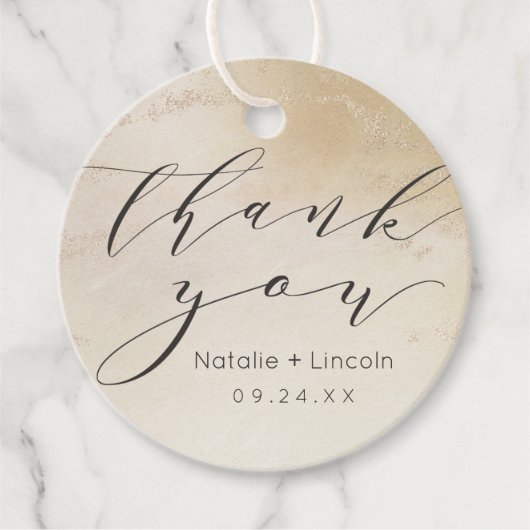 Ombre Yellow Mattiert Foil Wedding Vielen Dank Geschenkanhänger (Vorderseite)