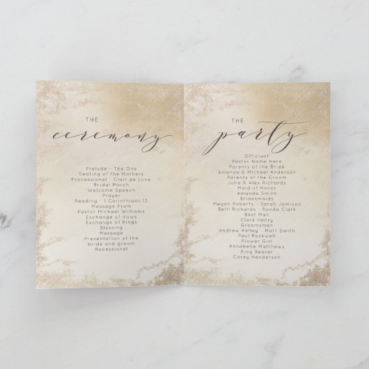 Ombre Yellow Mattiert Foil Wedding Zeremonie Programm (Innenseite)