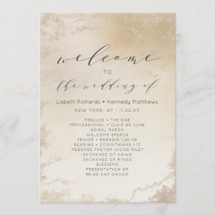 Ombre Yellow Mattiert Foil Wedding Zeremonie Programm
