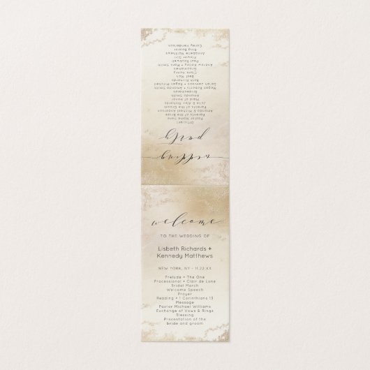 Ombre Yellow Mattiert Wedding Zeremony Program (Außenseite Aufgefaltet)