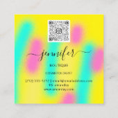 Ombre Yellow Pink Abstrakt Custom QR LOGO Quadratische Visitenkarte (Rückseite)