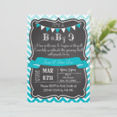 Ombre Zickzack Chalkboard BabyQ Einladung (Stehend Vorderseite)