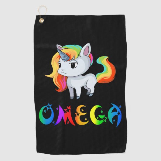 Omega Einhorn Golfhandtuch (Vorderseite)