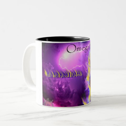 Omega-Flamme Zweifarbige Tasse (Vorderseite Links)