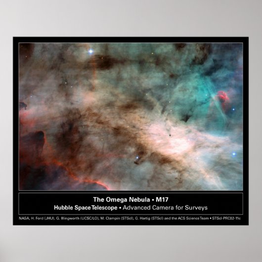 Omega-Nebel M17 Hubble-Teleskop-Foto Poster (Vorne)