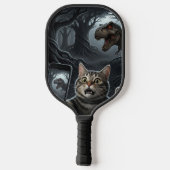 OMG A Dinosaurier! Funny Cat Selfie mit T-Rex Pickleball Schläger (Rückseite)
