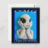 OMG-Alien - Geburtstagskarte vergessen Postkarte (Vorne/Hinten)