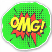 OMG Burst Pop Art Yellow Red Green 4" Vinyl Aufkleber (Vorderseite)