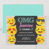 OMG Cat Emoji Girl's Geburtstag Einladung (Vorne/Hinten)
