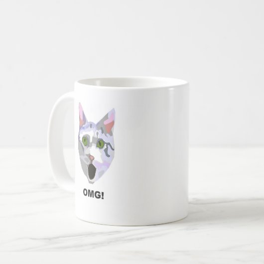 OMG! CAT 'was hat er gesehen? ' Kaffeetasse (Vorderseite Links)