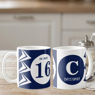OMG du bist 16 monogramm name navy und weiß Kaffeetasse