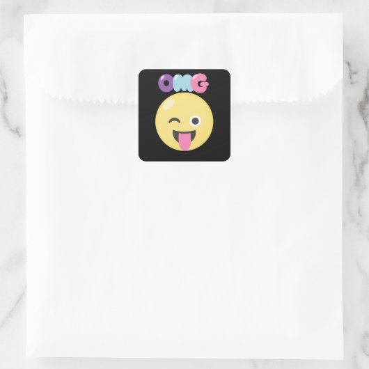 OMG Emoji Quadratischer Aufkleber (Tasche)