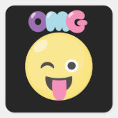 OMG Emoji Quadratischer Aufkleber (Vorderseite)