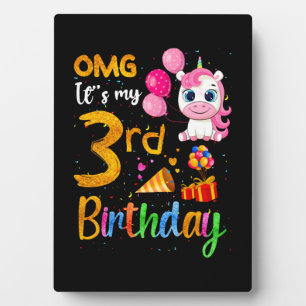 OMG Es ist mein 3. Geburtstag 3 Jahre altes süßes  Fotoplatte