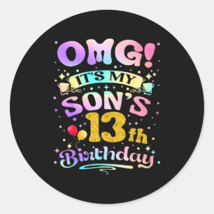 Omg Es Ist Mein Sohn 13 Geburtstag Glücklicher 13 Runder Aufkleber