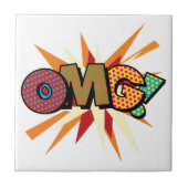 OMG Fun Colorful Comic Pop Kunst, Dichtung und Mus Fliese (Vorderseite)