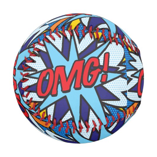 OMG Fun Retro Comic Pop Art Baseball (Vorderseite Links)