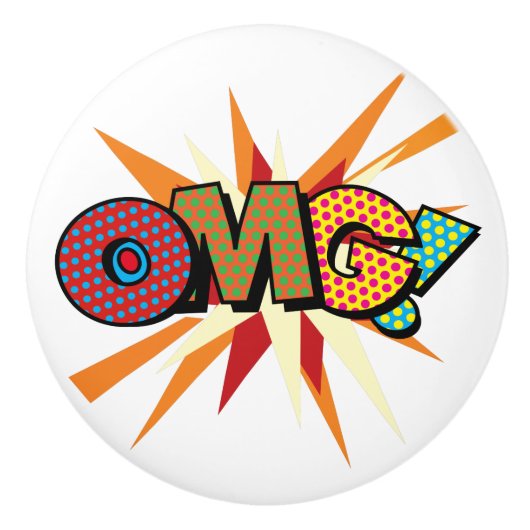 OMG Fun Retro Comic Pop Art Keramikknauf (Vorderseite)