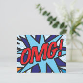 OMG Fun Retro Comic Pop Art Postkarte (Stehend Vorderseite)