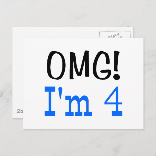 OMG I m 4 (blau) Postkarte (Vorne/Hinten)