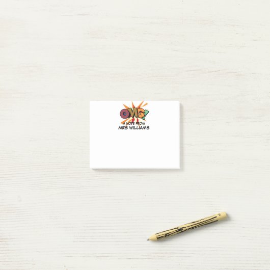 OMG Individuelle Name Fun Modernes Comic Buch Post-it Klebezettel (Auf Schreibtisch)