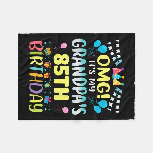 Omg Its My Grandpas 85th Birthday Sweet 85 Years O Fleecedecke (Vorderseite (Horizontal))