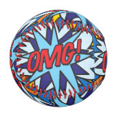 OMG Lustige Retro-Comic-Book-Pop-Art Baseball (Vorderseite Links)