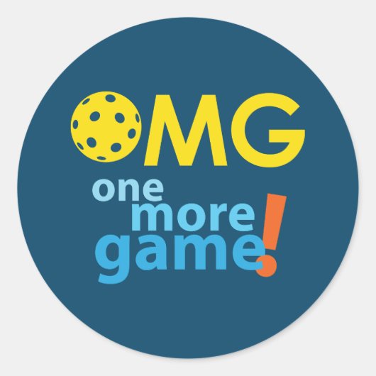 OMG. One More Game of Pickleball Runder Aufkleber (Vorderseite)