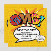 OMG Save the Date Spaß Retro Comic Pop Kunst (Vorne/Hinten)