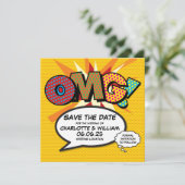OMG Save the Date Spaß Retro Comic Pop Kunst (Stehend Vorderseite)
