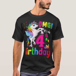 OMG seine 4. Geburtstagsmädchen einhorn 4 Jahre al T-Shirt