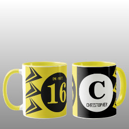 OMG Sie sind 16 monogramm Name gelb und schwarz Tasse