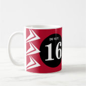 OMG Sie sind 16 Monogramm Name rot und schwarz Kaffeetasse (Links)