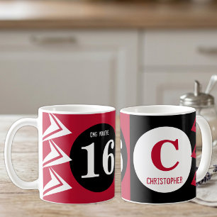 OMG Sie sind 16 Monogramm Name rot und schwarz Kaffeetasse