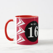 OMG Sie sind 16 Monogramm Name rot und schwarz Tasse (Links)