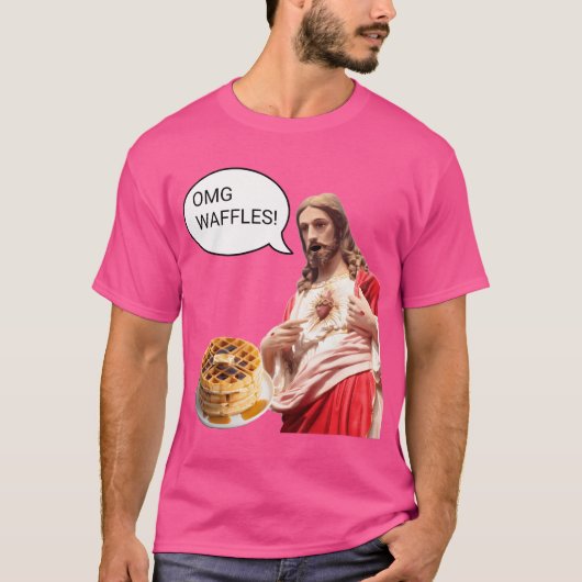 Omg Waffles Jesus Christ Frühstück Funny Meme Sh T-Shirt (Vorderseite)