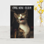 "OMG Wie alt?!" Funny Cat Birthday Card Karte (Gelbe Blume)