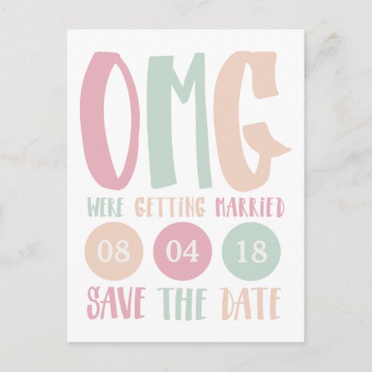 OMG wurde Save the Date verheiratet Postkarte (Vorderseite)