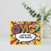 OMG Zurückgestellt Änderung des Datums Comic Buch  Postkarte (Stehend Vorderseite)