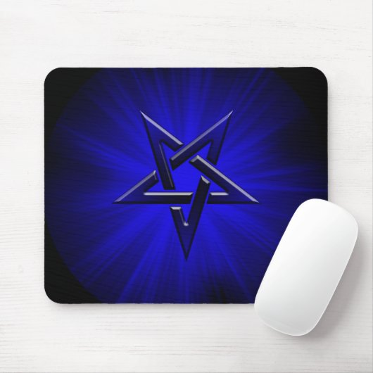 Ominöses Blau umgekehrter Pentagram Mousepad (Mit Mouse)