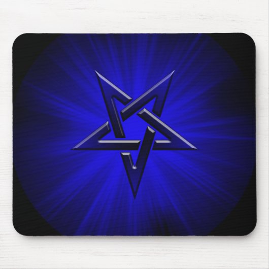 Ominöses Blau umgekehrter Pentagram Mousepad (Vorne)