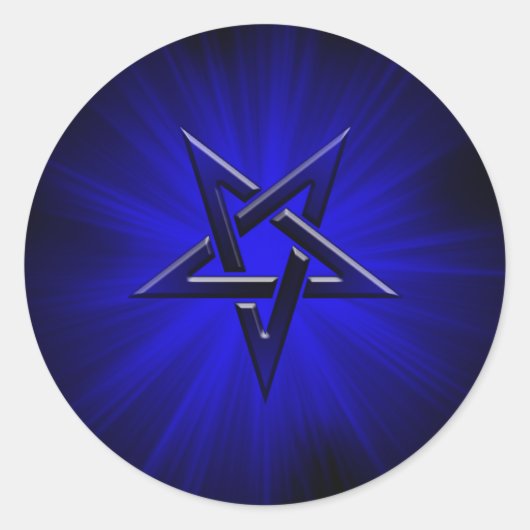 Ominous Blue Inverted Pentagram Runder Aufkleber (Vorderseite)