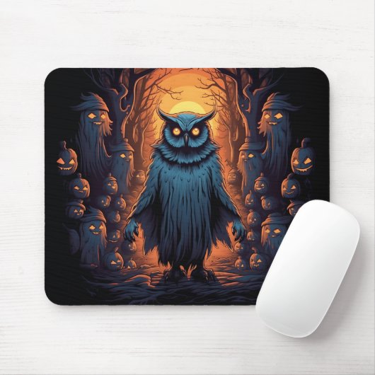 Ominous Owl on Halloween Night Graphic Halloween Mousepad (Mit Mouse)