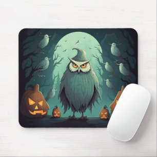 Ominous Owl on Halloween Night Graphic Halloween Mousepad