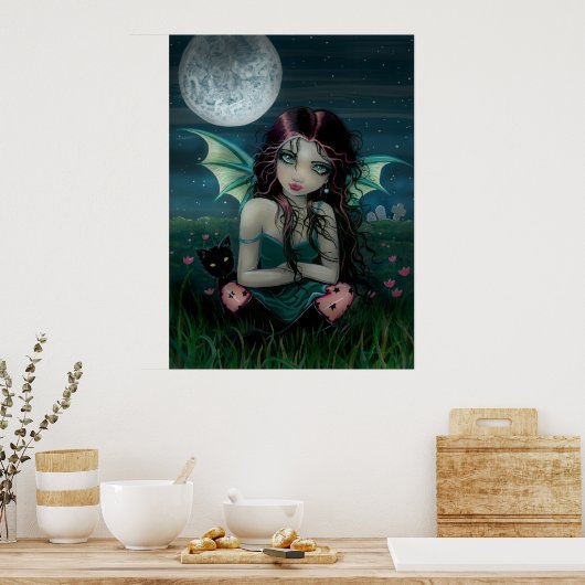Ominously Sweet Vampire Fairy and Cat Poster (Küche)